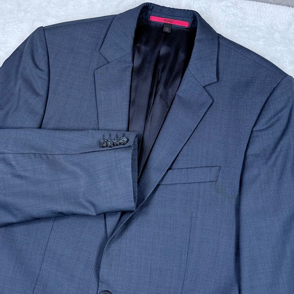 Hugo Boss Alim2/HimensHM Slim Fit Blazer Mens 38R Grey Virgin Wool Two-Button